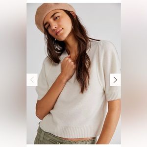 NWT Free People Staycation Cashmere Pullover size small color Pure White